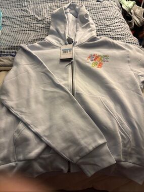 Nike SB Light Blue Full-Zip Hoodie with Multicolor Embroidered Logo